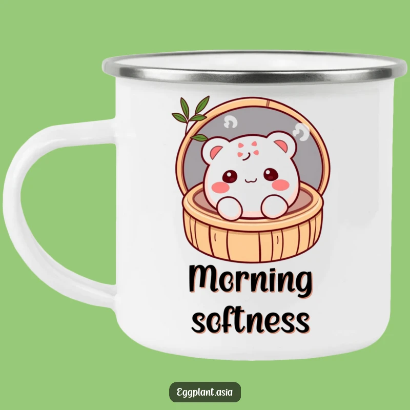 Funny Shy Bao Bun Enamel Mug: Adventure with Bashful Charm
