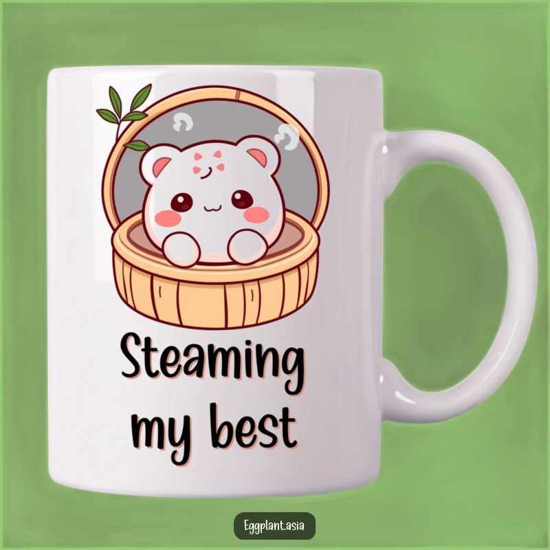 Funny Shy Bao Bun Mug: Adorable Peeking Character - A Sweet Gift