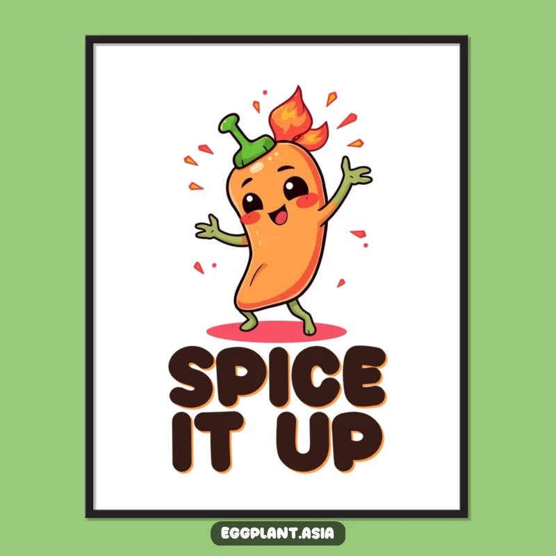 Funny Spicy Pepper Poster: Vibrant Art of a Fiery Dancer