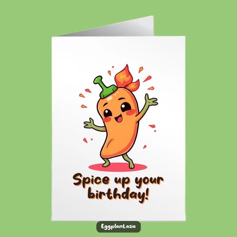 Free Printable Spicy Pepper Birthday Card - Fiery Dance Downloadable Greeting