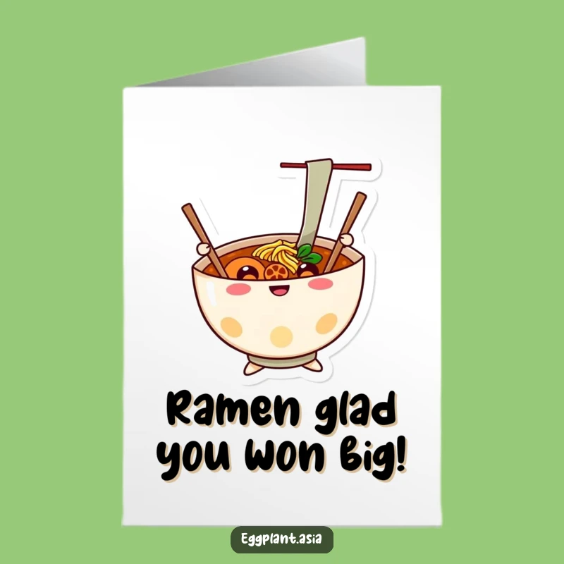 Free Printable Happy Ramen Congrats Card - Waving Chopsticks Downloadable