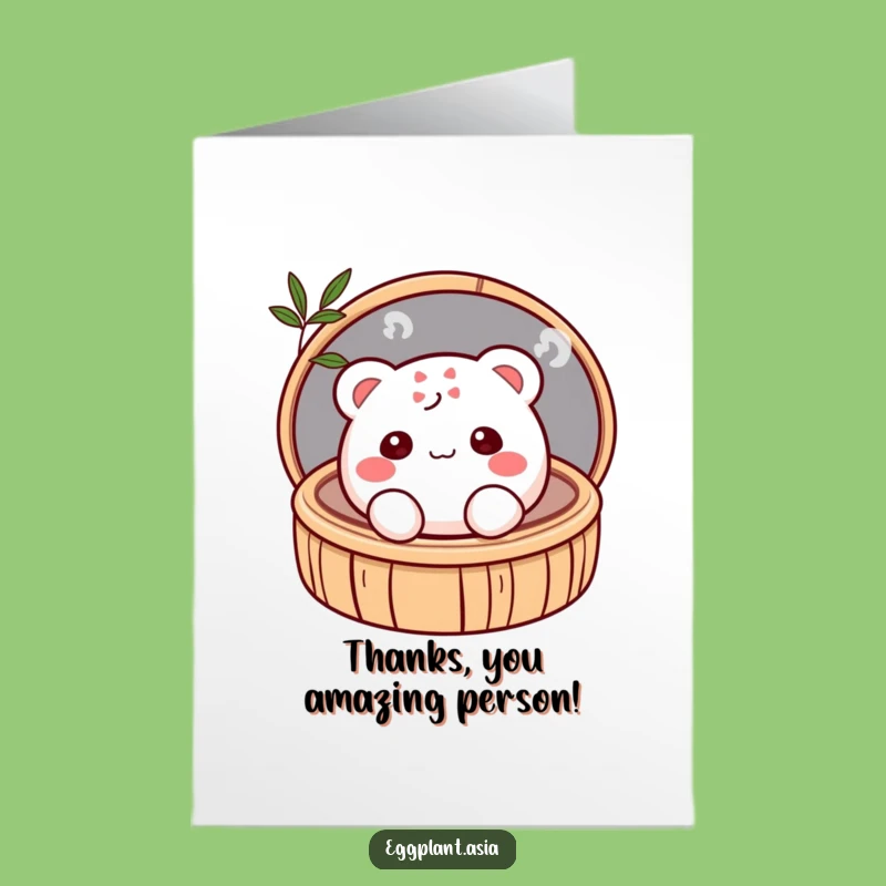 Free Printable Shy Bao Bun Thank You Card - Blushing Steamer Downloadable Note