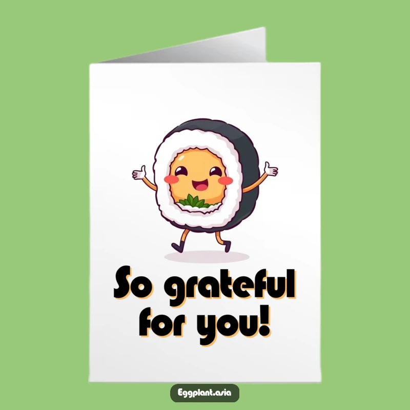 Free Printable Smiling Sushi Jig Thank You Card - Dancer Downloadable Note