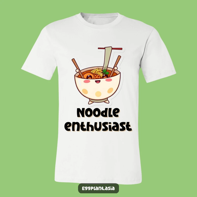 Funny Ramen Cheer T-Shirt: Happy Bowl with Waving Chopsticks