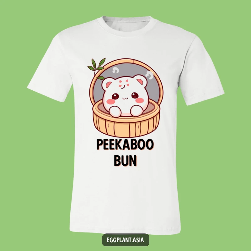 Funny Shy Bao Bun T-Shirt: Bashful Character Peeking Out